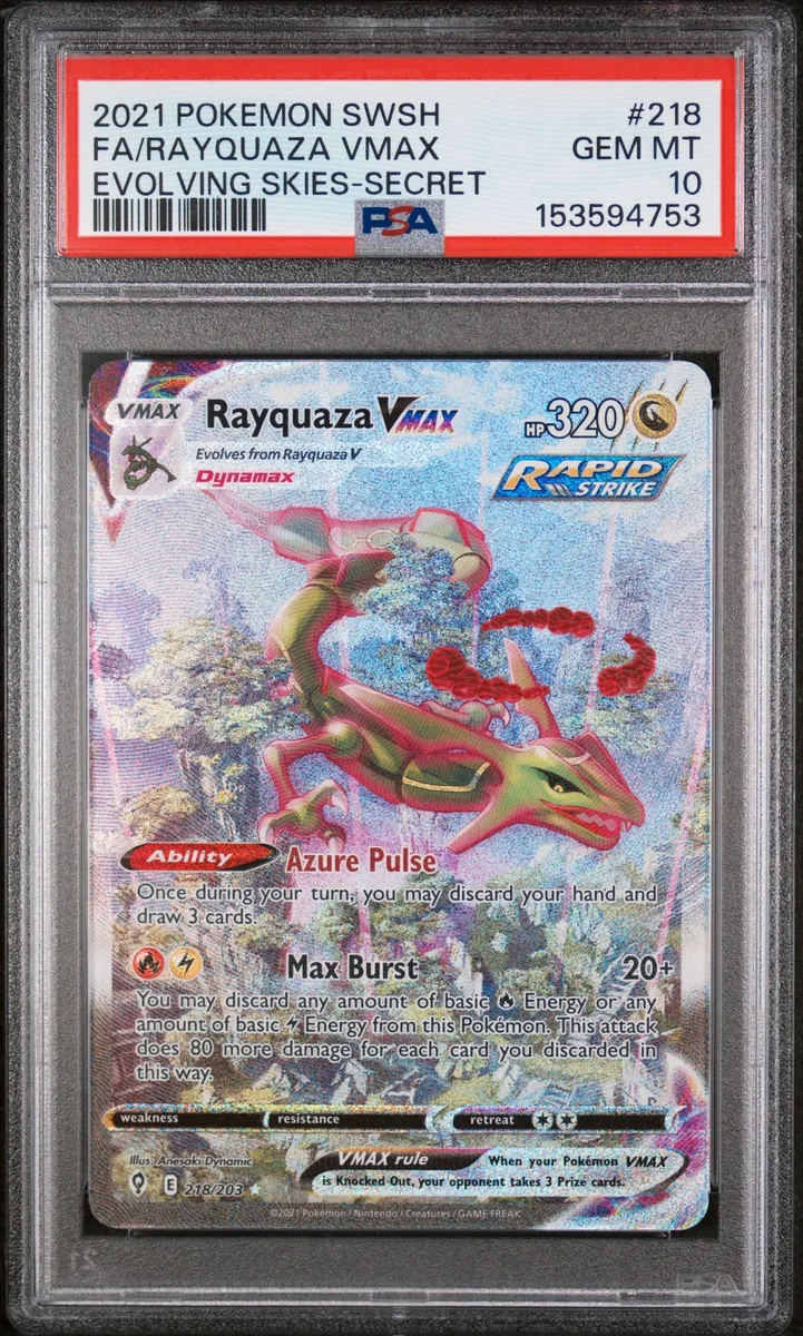 2021 POKEMON SWORD & SHIELD EVOLVING SKIES #218 FA/RAYQUAZA VMAX EVOLVING SKIES-SECRET